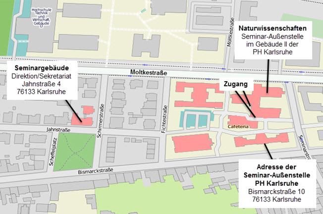 Stadtplanauszug Lageplan der Naturwissenschaften