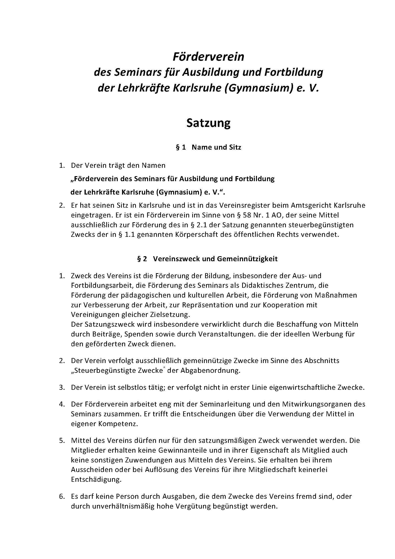 Satzung des FV Seite 1